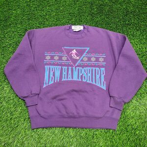 Vintage 1991 New-Hampshire Ski Sweatshirt M/L 21x25 Purple